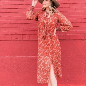 River Island midi dress in red floral